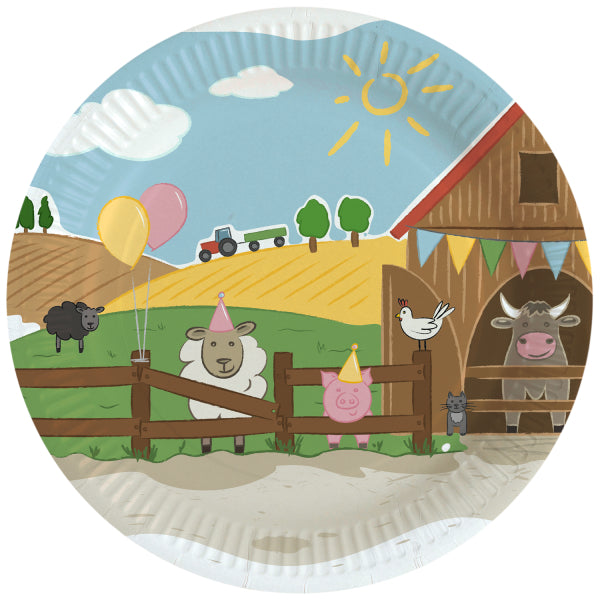 Platos de Granja Cartón 23cm 8pcs