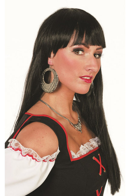 Peluca Negra Larga Bobline Deluxe