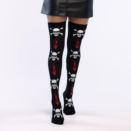 Medias de Halloween Negro Blanco Calavera