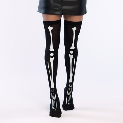 Medias de Halloween Negro Blanco Huesos