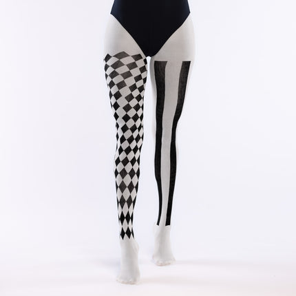 Mallas de Halloween Negro Blanco Bufón
