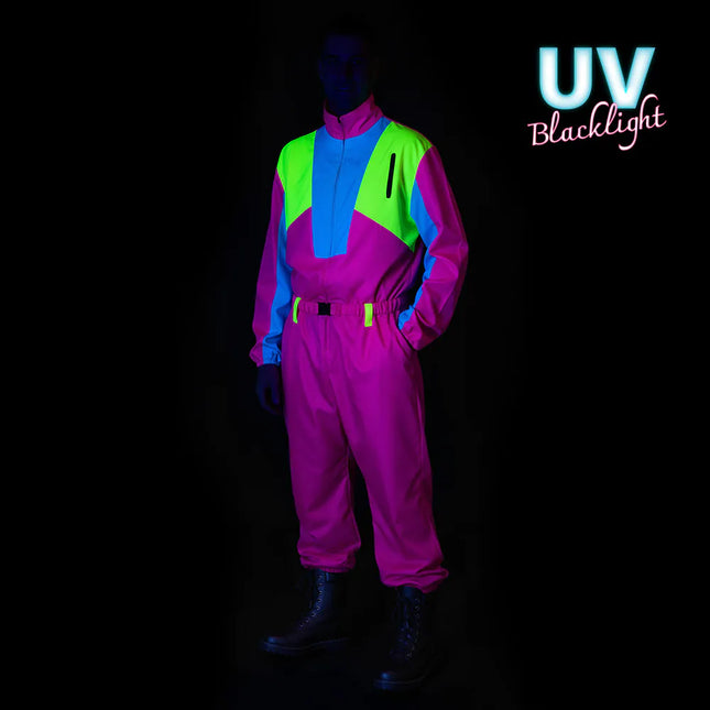 Traje de esquí rosa para hombre Uv Blacklight