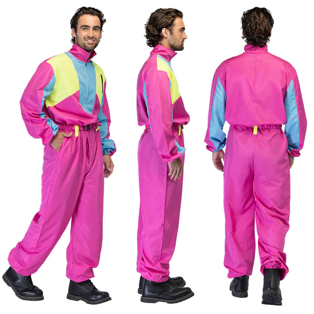 Traje de esquí rosa para hombre Uv Blacklight