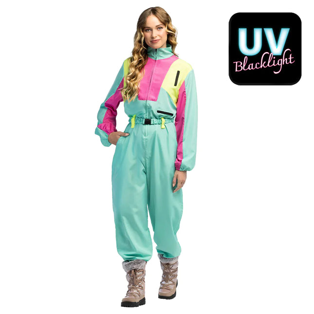 Traje de esquí verde menta para mujer Uv Blacklight