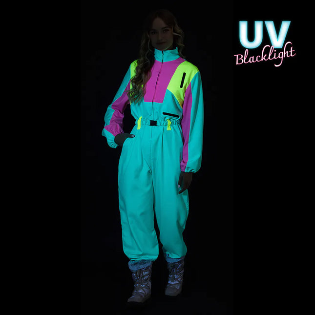 Traje de esquí verde menta para mujer Uv Blacklight
