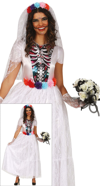 Vestido Día De Los Muertos Blanco Damas Novia