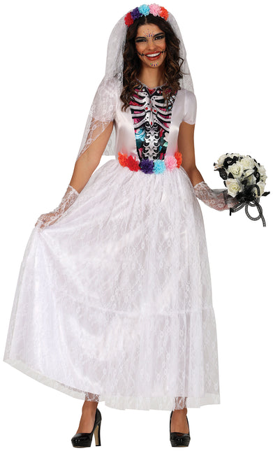 Vestido Día De Los Muertos Blanco Damas Novia