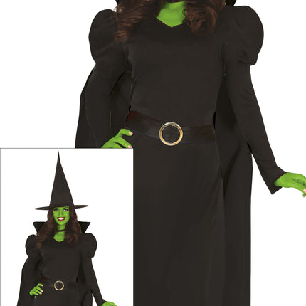 Vestido Halloween Negro Damas Bruja Largo