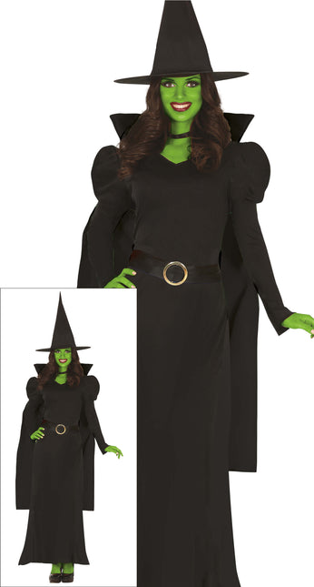 Vestido Halloween Negro Damas Bruja Largo