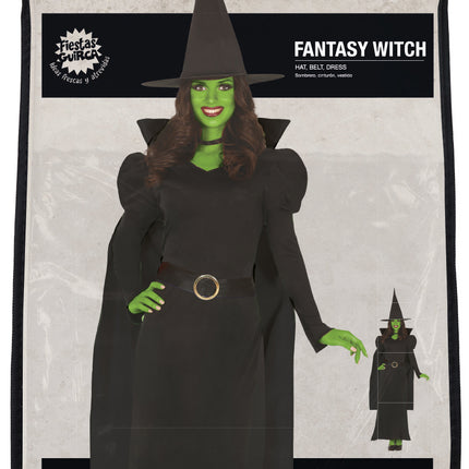 Vestido Halloween Negro Damas Bruja Largo
