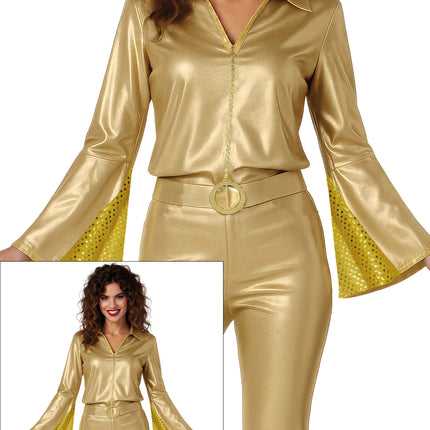 Traje Disco Dorado Mujer 3 piezas