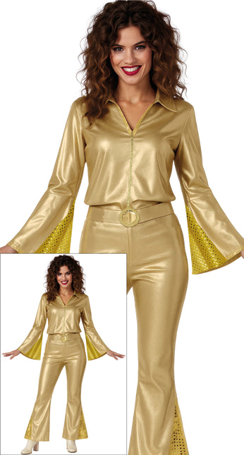 Traje Disco Dorado Mujer 3 piezas