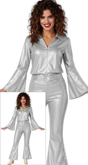 Traje Disco Plata Señoras 3 piezas