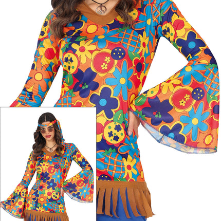 Disfraz Floral Hippie 60S Mujer 3 piezas