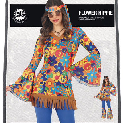 Disfraz Floral Hippie 60S Mujer 3 piezas