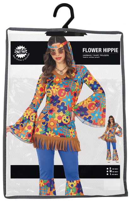 Disfraz Floral Hippie 60S Mujer 3 piezas