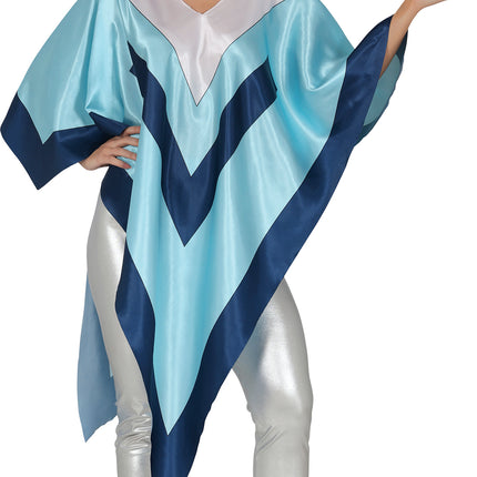 Poncho Disco 70S Azul Mujer