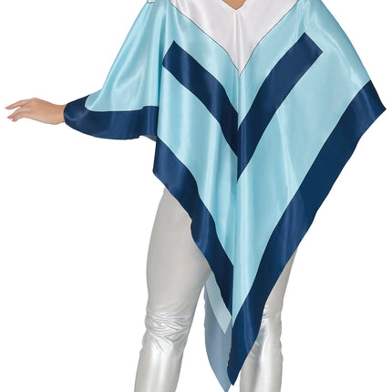 Poncho Disco 70S Azul Mujer