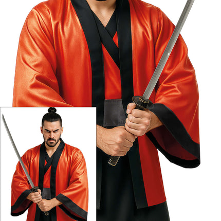 Kimono Rojo Negro Hombre 3 piezas