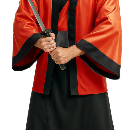 Kimono Rojo Negro Hombre 3 piezas