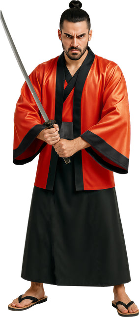 Kimono Rojo Negro Hombre 3 piezas