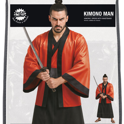 Kimono Rojo Negro Hombre 3 piezas