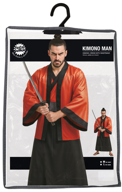 Kimono Rojo Negro Hombre 3 piezas