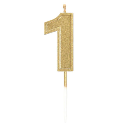 Vela Elegant «1» dorada con palito (3 x 4,2 x 0,7 cm)