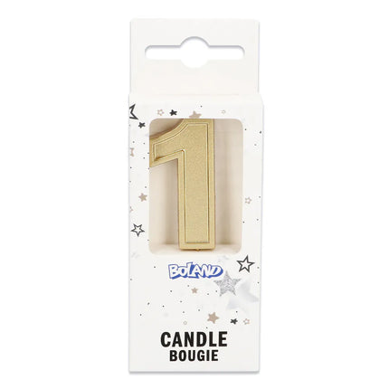 Vela Elegant «1» dorada con palito (3 x 4,2 x 0,7 cm)