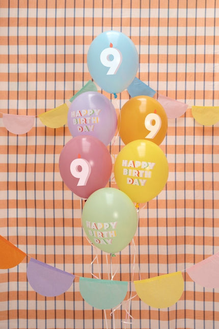 9 Jaar Ballonnen 30cm 50st van Partydeco koop je bij Partywinkel