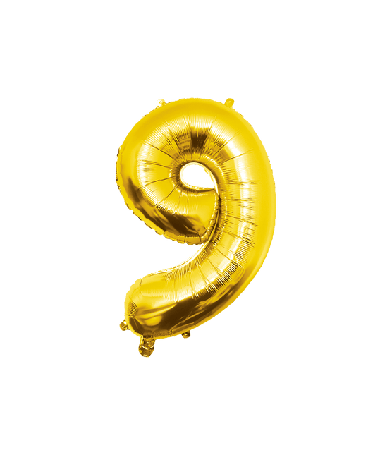 9 Jaar Cijfer Ballon Goud Leeg 86cm - Partywinkel - 8716764237034