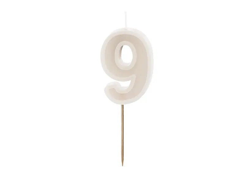 9 Jaar Kaars Beige 10cm van Partydeco koop je bij Partywinkel