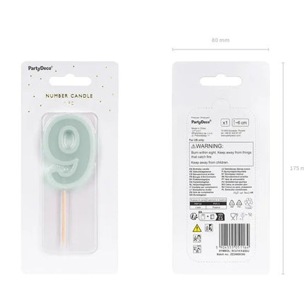 9 Jaar Kaars Lichtgroen 10cm van Partydeco koop je bij Partywinkel