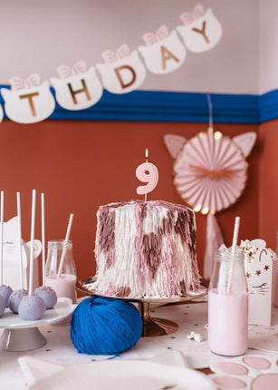 9 Jaar Kaars Lichtroze 5,5cm - Partywinkel - 5904555039056