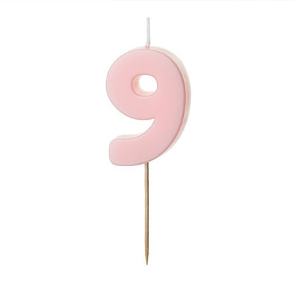 9 Jaar Kaars Lichtroze 5,5cm - Partywinkel - 5904555039056
