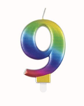 9 Jaar Kaars Regenboog 9,5cm van Unique koop je bij Partywinkel