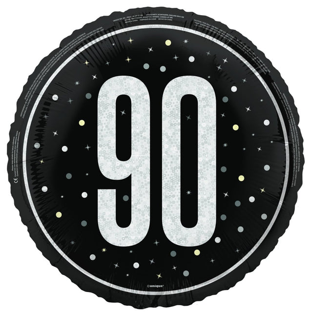 90 Jaar Helium Ballon Zwart Leeg 45cm van Unique koop je bij Partywinkel