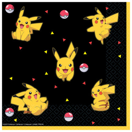 Servilletas Pokemon Negro Amarillo 33cm 16pcs
