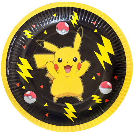 Pokemon Platos Negro Amarillo 18cm 8pcs
