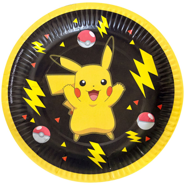 Pokemon Platos Negro Amarillo 18cm 8pcs