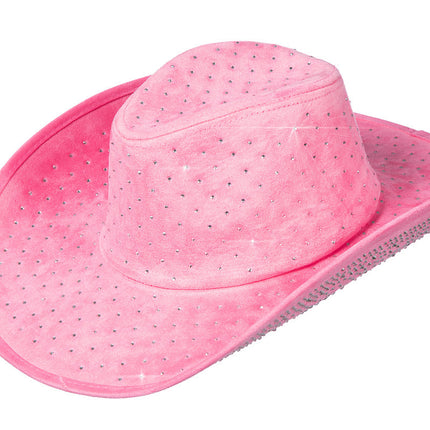 Sombrero de vaquero con pedrería Rosa