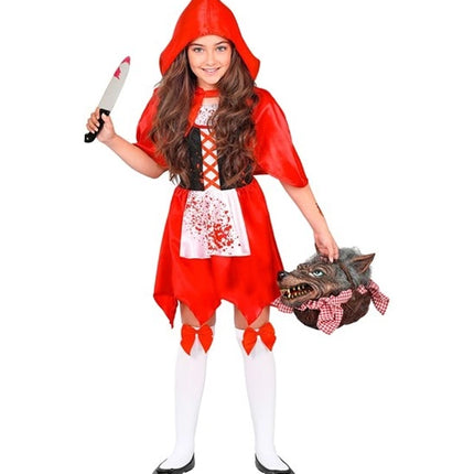 Vestido de Halloween rojo para niña, de zombi y Caperucita Roja