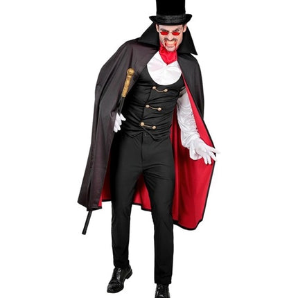 Disfraz de Halloween de vampiro rojo y negro, de 4 piezas