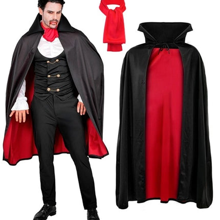 Disfraz de Halloween de vampiro rojo y negro, de 4 piezas