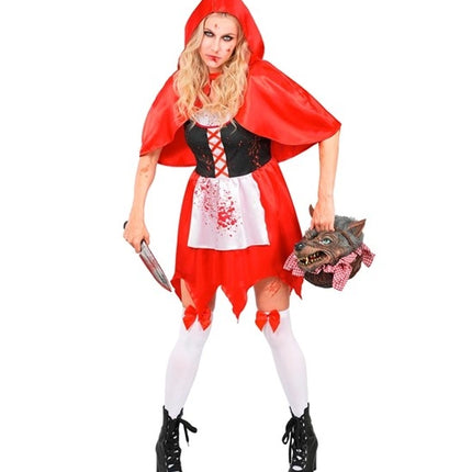 Vestido de Halloween rojo para mujer: zombi de Caperucita Roja