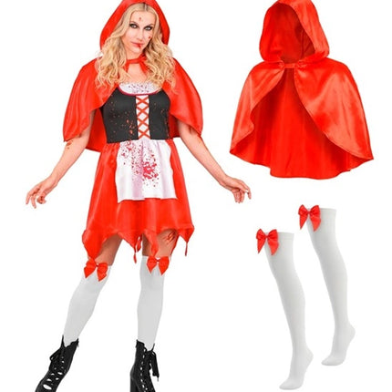 Vestido de Halloween rojo para mujer: zombi de Caperucita Roja