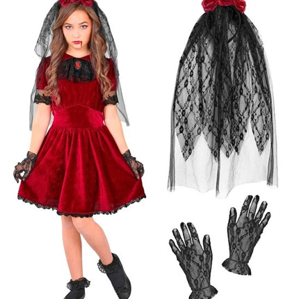 Disfraz de Halloween para niña: novia vampira gótica