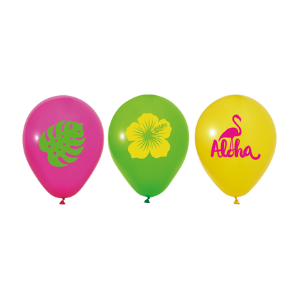 Globos de Hawái de colores «Aloha», 30 cm, 6 unidades