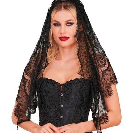 Velo de Halloween negro de encaje
