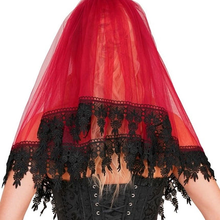 Velo de Halloween rojo y negro
